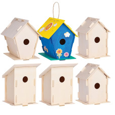 Neliblu 12 Wooden Birdhouses Kids Bulk Arts And Crafts Set For Girls Boys 12 Diy Unfinished Wood Birdhouse Kits 12 Paint