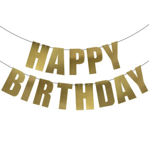 Gold Happy Birthday Banner For Birthday Party Decorations Supplies