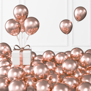 Kalor Metallic Rose Gold Balloons 100 Pcs 5 Inch Thick Latex Chrome Balloons For Balloon Garland Arch Birthday Decoration Wed