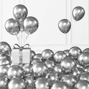 Kalor Metallic Silver Balloons 100 Pcs 5 Inch Thick Latex Chrome Balloons For Balloon Garland Arch Birthday Decoration Weddin