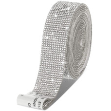 Zonon Self Adhesive Rhinestone Strips, Silver, 1.06