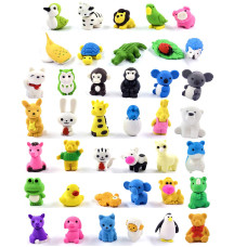 Animal Erasers Desk Pet 40 Pack 3D Animal Erasers For Kids Cute Fun Puzzle Erasers For Students School Supplies Prize Gifts Part