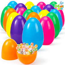 Joyin 24 Pcs 7 Jumbo Plastic Easter Eggs Bright Empty Eggs Assorted Colors For Filling Treats Easter Theme Party Favor East