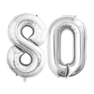 Goer Number 80 Balloons For 80Th Birthday Party Decorations 42 Inch Jumbo Foil Helium Balloons For 80Th Anniversary Silver