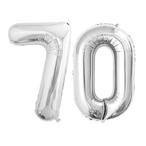 Goer 42 Inch Silver 70 Number Balloons For 70Th Birthday Party Decorations 70Th Anniversary Party Supplies