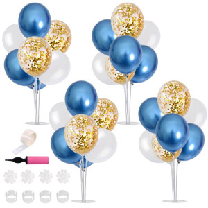 Toniful Table Centerpiece Balloons Stand Kit Include Blue Latex Confetti Balloons With Balloon Pump Prefect For Birthday Table D