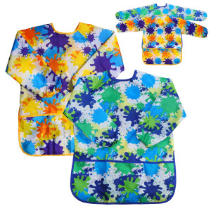 J Mark Art Smock For Kids Painting Apron Pack Of 2 Long Sleeve And 2 Pockets For Baking Eating Arts Crafts For Children A