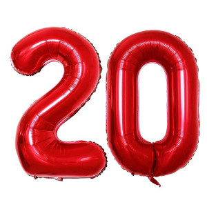 Goer Number 20 Balloons For 20Th Birthday Party Decorations 42 Inch Jumbo Foil Helium Balloons For 20Th Anniversary Red