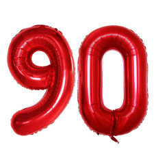 Goer Number 90 Balloons For 90Th Birthday Party Decorations 42 Inch Jumbo Foil Helium Balloons For 90Th Anniversary Red