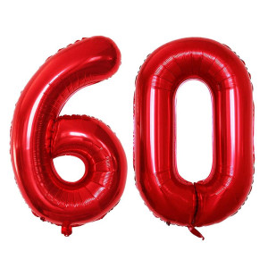 Goer 42 Inch Red 60 Number Balloons For 60Th Birthday Party Decorations 60Th Anniversary Party Supplies