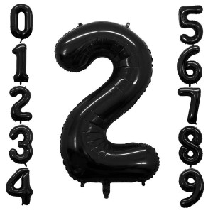 Goer Black Foil Balloons Number 2 Huge Number Balloons For 2Nd Birthday Party Supplies Anniversary Decorations 3 Pcs 42 Inch 32