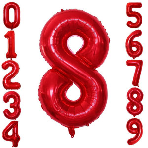 Goer 2 Pcs 42 Inch Red Foil Balloons Number 8 Huge Number Balloons For 8Th 88Th Birthday Party Supplies Anniversary Decorations