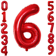 Goer Red Foil Balloons Number 6 Huge Number Balloons For 6Th 66Th Birthday Party Supplies Anniversary Decorations 3 Pcs 42 Inch