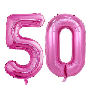 Goer Number 50 Balloons For 50Th Birthday Party Decorations 42 Inch Jumbo Foil Helium Balloons For 50Th Anniversary Hot Pink