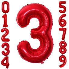 Goer Red Foil Balloons Number 1 Huge Number Balloons For 3Rd Birthday Party Supplies Anniversary Decorations 3 Pcs 42 Inch 32 I