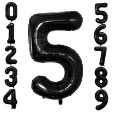 Goer 2 Pcs 42 Inch Black Foil Balloons Number 5 Huge Number Balloons For 5Th 55Th Birthday Party Supplies Anniversary Decoration