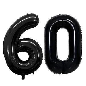 Goer 42 Inch Black 60 Number Balloons For 60Th Birthday Party Decorations 60Th Anniversary Party Supplies