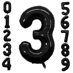 Goer Black Foil Balloons Number 3 Huge Number Balloons For 3Rd Birthday Party Supplies Anniversary Decorations 3 Pcs 42 Inch 32