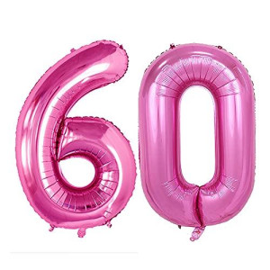 Goer 42 Inch Pink 60 Number Balloons For 60Th Birthday Party Decorations 60Th Anniversary Party Supplies