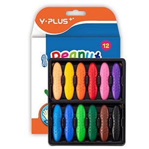 Yplus Peanut Crayons For Kids 12 Colors Washable Toddler Crayons Nontoxic Baby Crayons For Ages 24 13 48 Coloring Art S