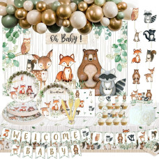 Heeton Woodland Baby Shower Party Supplies Decorations Fox Balloon Oh Baby Woodland Welcome Baby Banner Creatures Fawn Animal Fr