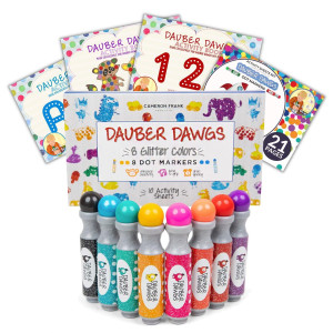 Washable Shimmer Dot Markers 8 Pack For Kids W 10 Activity Sheets Gift Set With Toddler Art Activities Preschool Children Ar