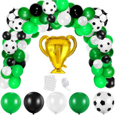 Aoriher Soccer Balloons 108 Pcs Soccer Party Decoration Soccer Balloon Arch Party Decor Include Soccer Championship Trophy White