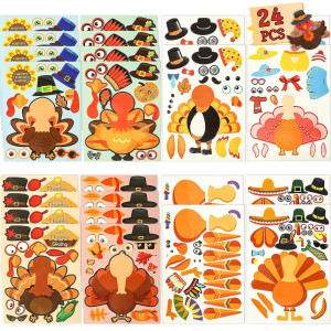 Lovestown 24 Pcs Diy Turkey Stickers Makeaturkey Stickers Thanksgiving Turkey Craft Kids Thanksgiving Games Supplies For Fall