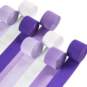 Partywoo Crepe Paper Streamers 8 Rolls 656Ft Pack Of Purple Dark Purple Pastel Purple White Party Streamers For Birthday Dec