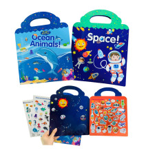 Sticker Toys For Toddlers 24 Learning Stickers Activity Books Set For Kids Space Ocean Animals Stickers Reusable Static St