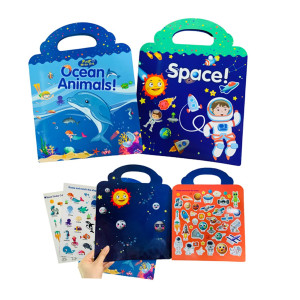 Sticker Toys For Toddlers 24 Learning Stickers Activity Books Set For Kids Space Ocean Animals Stickers Reusable Static St