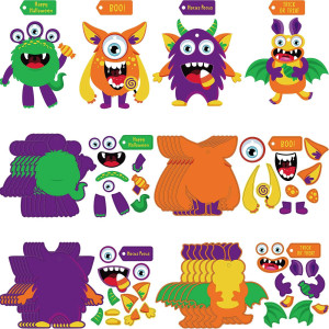 24 Sets Halloween Craft Paper Ornaments For Kids Halloween Craft Kits Diy Craft Halloween Paper Decorative Kit Art Craft Diy Han