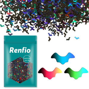 Renfio 175 Oz 50G Holographic Bat Confetti Glitter Bats Shape Shiny Sequin Glitters Resin Sparkle Chunky Sequins For Diy Mold A