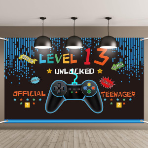 Video Game Birthday Decorations 8 9 10 11 12 13 14Th Birthday Decorations For Boys Gaming Theme Photo Props Backdrop Banner Teen