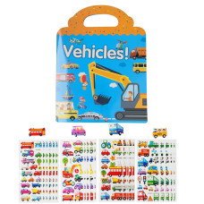 Vehicle Reusable Sticker Book For Kids Learning And Playing Puffy Toddler Sticker Books For Kids 24 Truck Car Stickers For Boy