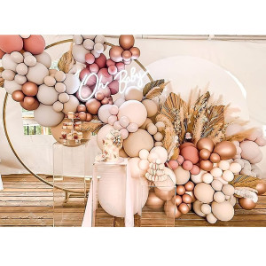 Kcoria 158 Pcs Boho Balloon Garland Arch Kit Doublestuffed Balloon Garland Dusty Rose Gold And Peach Balloon Garland For Wed