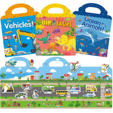 Sticker Toys For 3 4 5 Year Old Girls Boys Gifts Vehicles Dinosaur Ocean Animals Sticker Book Sticker Activity Books For Kids