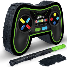 Video Game Controller Piata Bundle Fiesta Gaming Controller Piata Set With Blindfold And Bat Kids Birthday Gamer Party Supplies