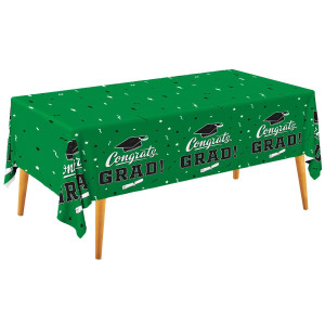 Graduation Party Decorations Gongrats Grad Tablecover For Graduation Party Supplies 3 Pcs Green Table Cloths 54X108