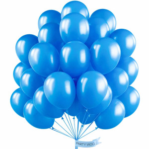 Partywoo Azure Blue Balloons 50 Pcs 12 Inch Pearl Azure Blue Balloons Blue Balloons For Balloon Garland Or Balloon Arch As Par