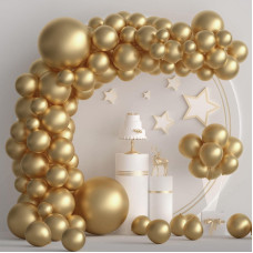 Tuparka 102 Pcs Metallic Gold Balloons Garland Arch Kit Different Sizes Gold Balloons 5 10 12 18 Inch Balloons With Garland Stri