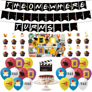 104Pcs Friend Themed Birthday Party Decorations Include The One Where Turn Banners Latex Balloons Cake Toppers Stickers Marked P