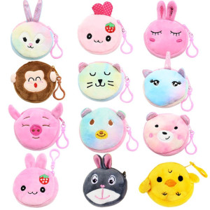 Dinesil 12 Pcs Colorful Cute Purse Plush Cartoon Purse Gifts For Girls Kids Toddlers Easter Basket Stuffers Classroom Prizes