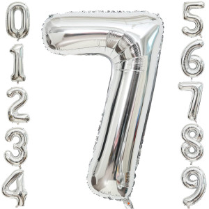 40 Inch Large Silver Number7 Letter Balloon Alphabet Letter Mylar Foil Helium Big Number Balloons For Birthday Anniversary Part