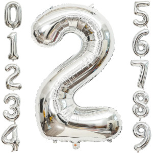 40 Inch Large Silver Number 2 Letter Balloon Alphabet Letter Mylar Foil Helium Big Number Balloons For Birthday Anniversary Par