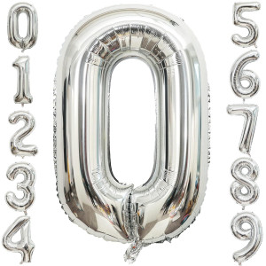 40 Inch Large Silver Number 0 Letter Balloon Alphabet Letter Mylar Foil Helium Big Number Balloons For Birthday Anniversary Par