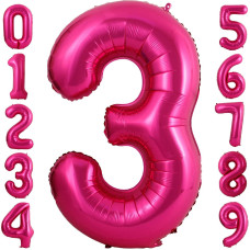 40 Inch Large Hot Pink Number 3 Balloons Jumbo Big Size Number Balloons Mylar Balloons For Birthday Anniversary Party Graduatio