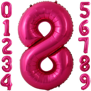 40 Inch Large Hot Pink Number 8 Balloons Jumbo Big Size Number Balloons Mylar Balloon For Birthday Anniversary Party Graduation