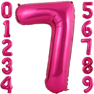 40 Inch Large Hot Pink Number 7 Balloons Jumbo Big Size Number Balloons Mylar Balloons For Birthday Anniversary Party Graduatio