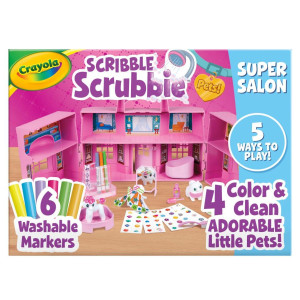 Crayola Scribble Scrubbie Pets Super Salon Color Paint Wash Toy Gift For Kids Ages 3 4 5 6